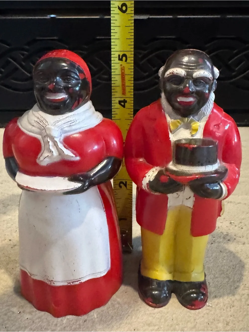 Vintage Black Americana F&F Mold & Die Salt & Pepper Uncle Moses Aunt Jemima
